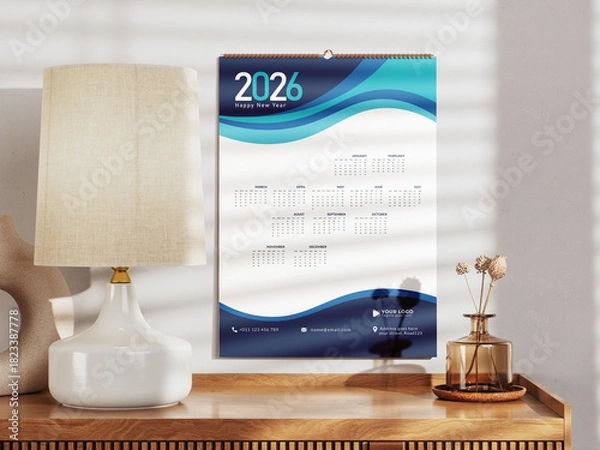 Obraz all quarterly calendar template for 2026 in a classic minimalist style