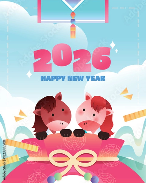 Obraz 2026 신년 붉은 말 캐릭터 일러스트 05
