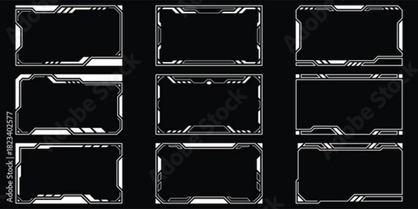 Obraz Sci-fi futuristic hud dashboard display virtual reality technology screen. User Interface set. Statistics, Data information infographic. Vector graphics