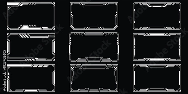 Obraz Sci-fi futuristic hud dashboard display virtual reality technology screen. User Interface set. Statistics, Data information infographic. Vector graphics