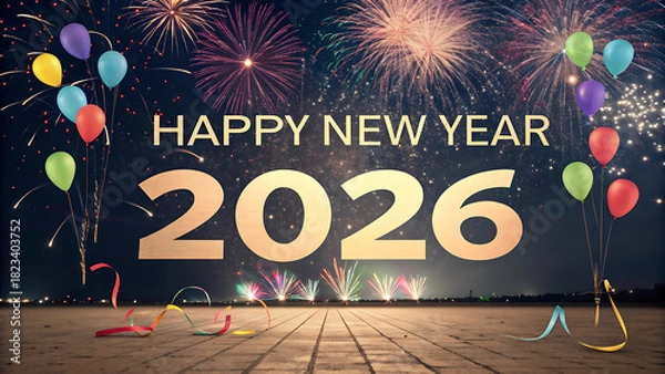 Fototapeta Happy new year 2026 celebration with firework