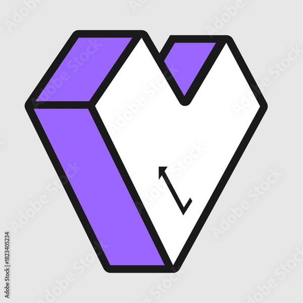 Fototapeta Geometric Heart Shape. Modern geometric heart illustration constructed from angular shapes in minimal vector style for romance themes and creative design assets