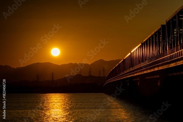 Obraz 揖斐長良川河口の夕景