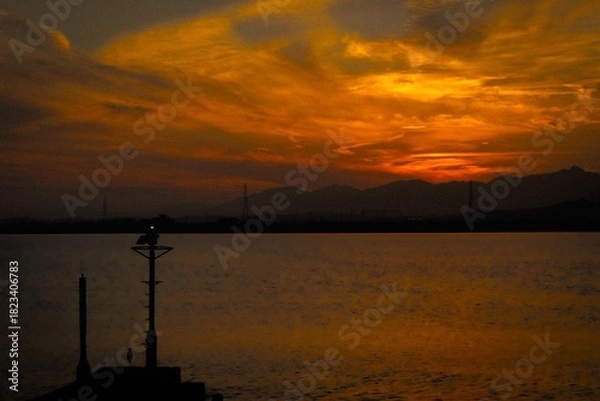 Obraz 揖斐長良川河口の夕景