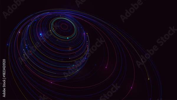 Fototapeta Futuristic global data network elements background