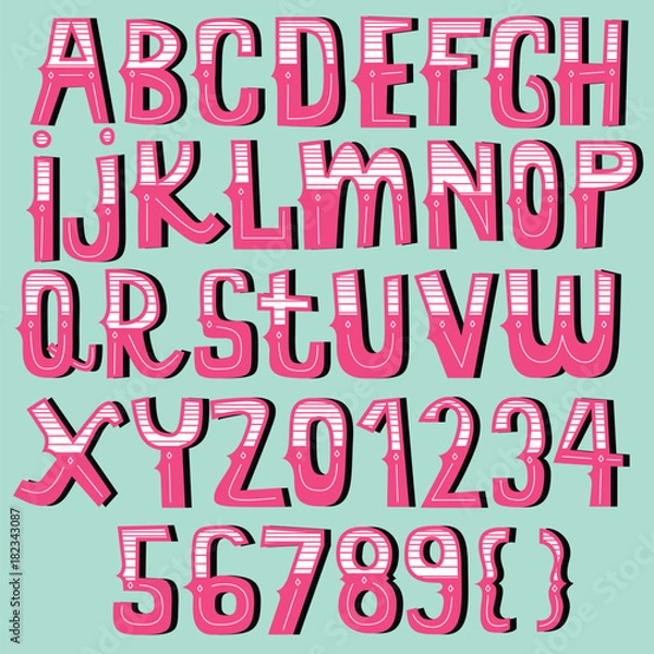 Fototapeta hand drawn vintage alphabet set