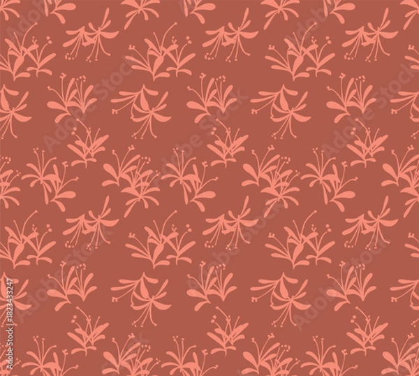Fototapeta Japanese Pretty Flower Fall Vector Seamless Pattern