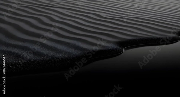 Obraz Minimal abstract black sand wave patterns hovering over mirror-like water with detailed realism