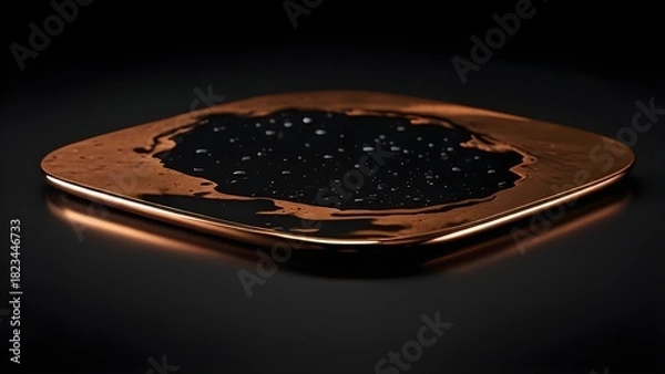 Obraz Minimal luxury copper plate floating over mirror-like dark water in soft lighting