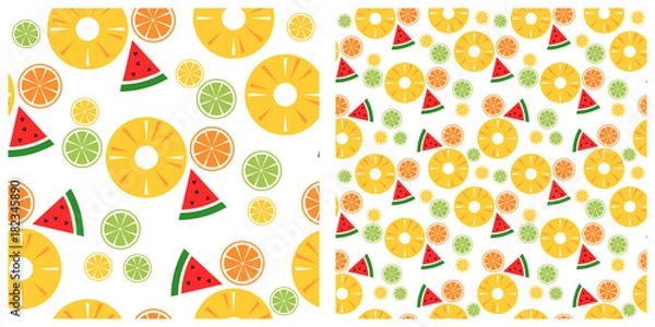 Fototapeta Colorful tropical fruits seamless pattern