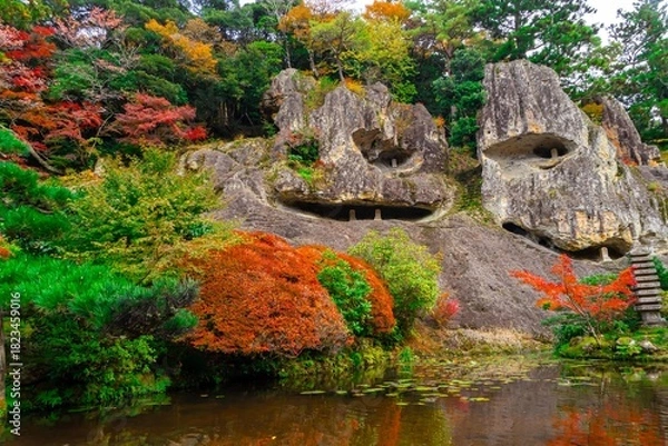 Obraz 采石厳の紅葉、風景、紅葉、那谷寺寺、北陸、
