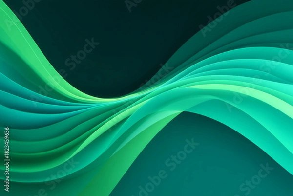 Fototapeta Minimalist Vector Illustration of Tangled Lines Transforming into Organized Flowing Paths with Teal to Mint Gradient, Modern Educational Design