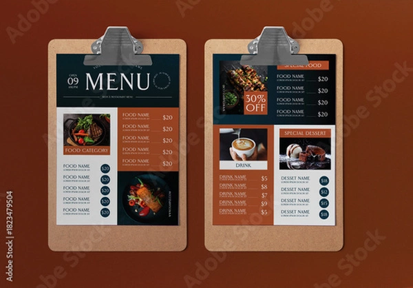 Obraz Orange Minimal Food Menu Layout