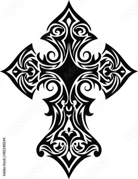 Obraz Intricate ornamental cross design, symbolic representation of faith and religion