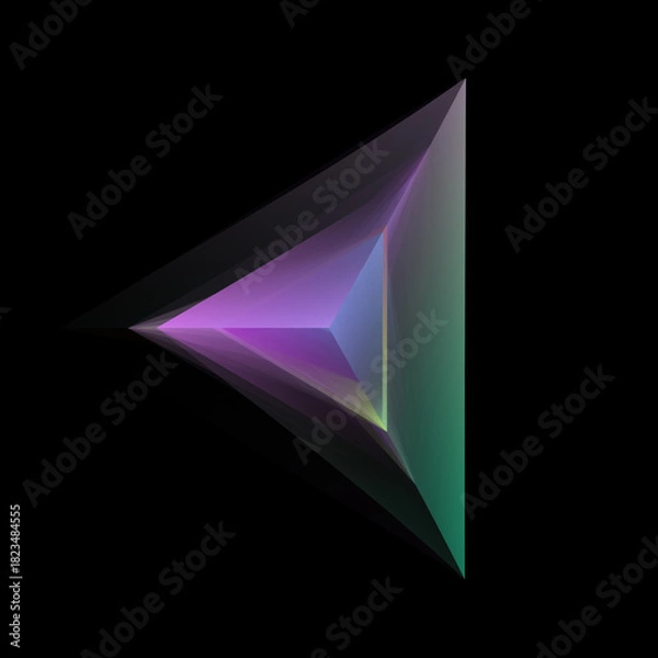 Fototapeta Translucent Gradient Tetrahedron On Black Background