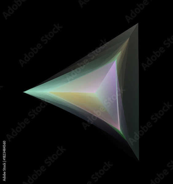 Obraz Angled Translucent Tetrahedron With Gradient Facets On Black