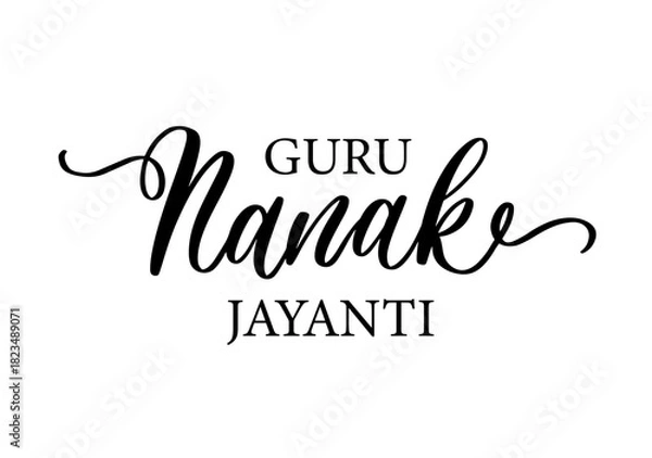 Obraz Guru Nanak Jayanti Calligraphy Script Design.