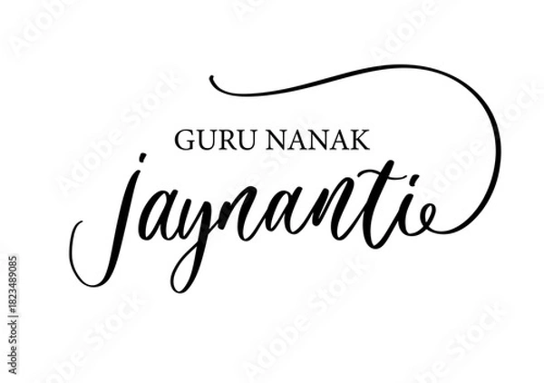 Obraz Guru Nanak Jayanti Calligraphy Script Design.