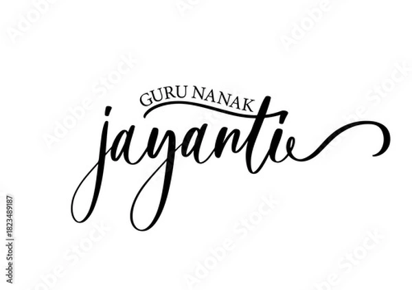 Obraz Guru Nanak Jayanti Calligraphy Script Design.