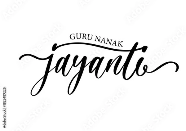 Obraz Guru Nanak Jayanti Calligraphy Script Design.
