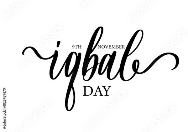 Obraz Iqbal Day Calligraphy Script with Flourishes.Elegant Cursive Typography Honoring Allama Iqbal.