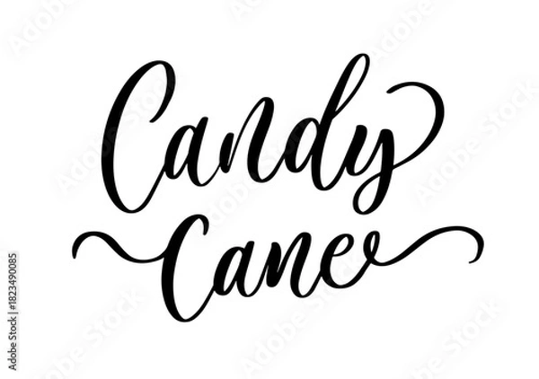 Obraz Candy Cane Calligraphy Script for Holiday Design. Elegant Cursive Typography for Christmas Greeting.