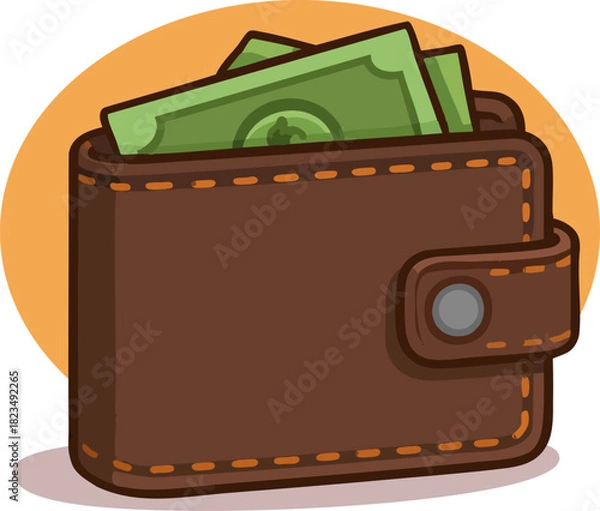 Fototapeta vector illustration of a wallet full of money