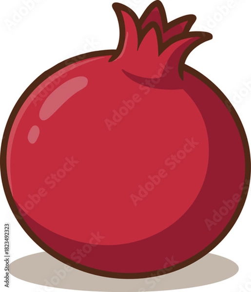 Fototapeta vector illustration of a red pomegranate fruit