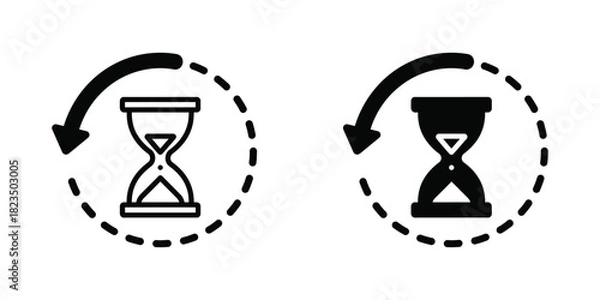 Obraz Hourglass icons with circular arrow indicating time passage, process, or completion in business and life.