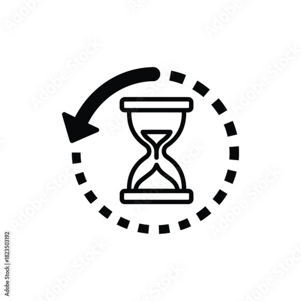 Fototapeta Hourglass icon with circular arrow indicating time passing, cycle, repetition, and speed for business or abstract concepts