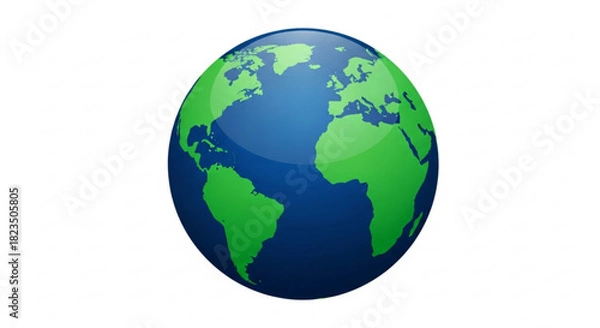 Obraz Glossy blue and green earth globe icon representing global connection and international communication