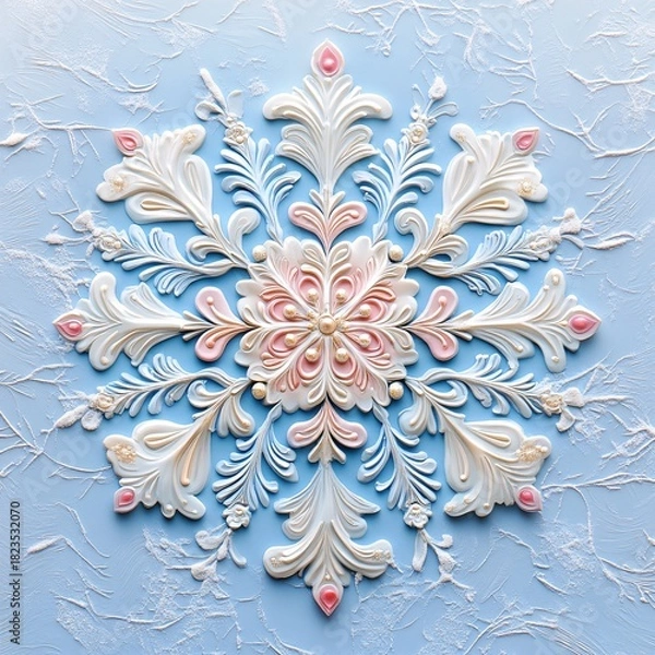 Obraz korean snowflake in calm pastel, white background