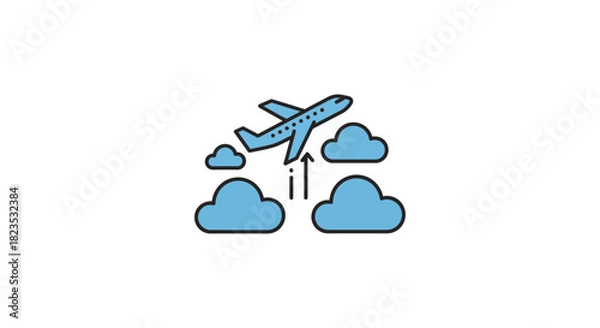 Fototapeta airplane flying through clouds a symbol of travel and soaring ambition in a bright sky backdrop ideal for illustrating business success