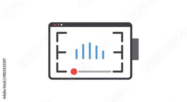 Fototapeta video recording interface showcasing sound wave perfect for illustrating audio production podcasting or music composition tutorial in media technology