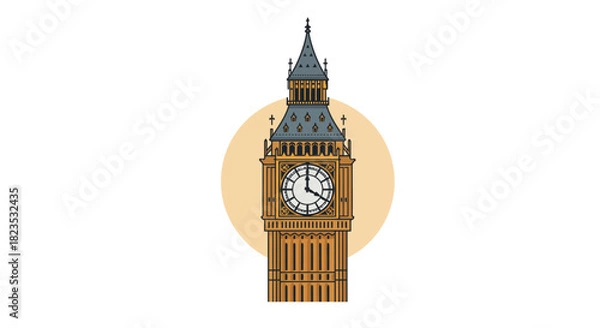 Fototapeta big ben clock tower landmark illustration in london showcasing british architecture and historical significance perfect for travel blog backgrounds