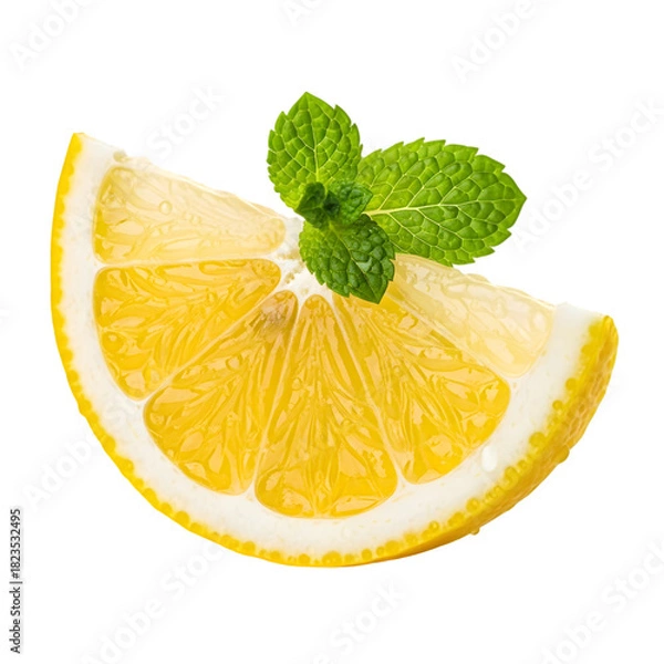 Fototapeta Lemon Slice with Mint Leaf