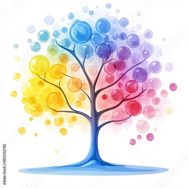 Obraz pastel tree icon in bubble-like shapes, white background