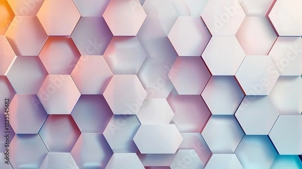 Obraz Hexagonal Pattern Abstract Background with Gradient Lighting and Shadows.