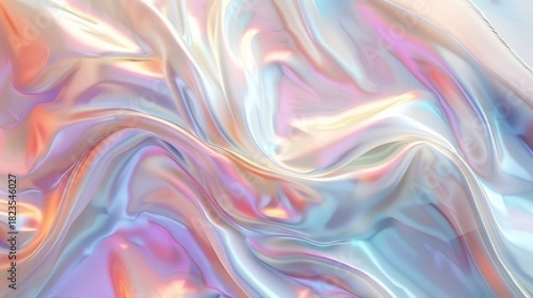 Obraz Flowing Iridescent Liquid Silk in Pastel Hues.