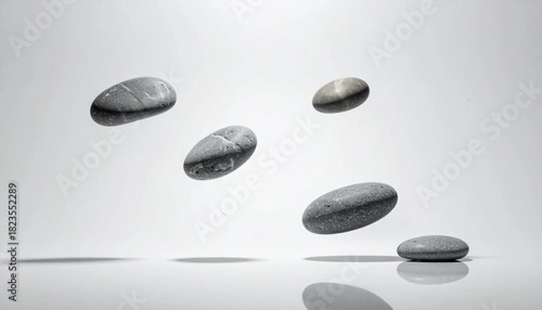 Fototapeta Assorted pebbles on white background