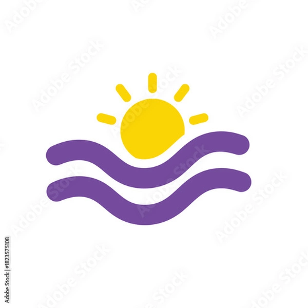 Fototapeta Sunrise over the ocean waves, a vibrant symbol of hope and new beginnings