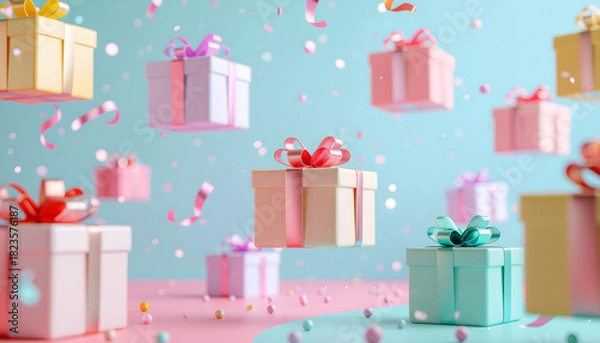 Obraz 宙を舞うプレゼントボックス