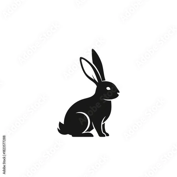 Fototapeta 【Animals Icons – Basic】Rabbit Silhouette Logo | 右向きのウサギのシルエットロゴ