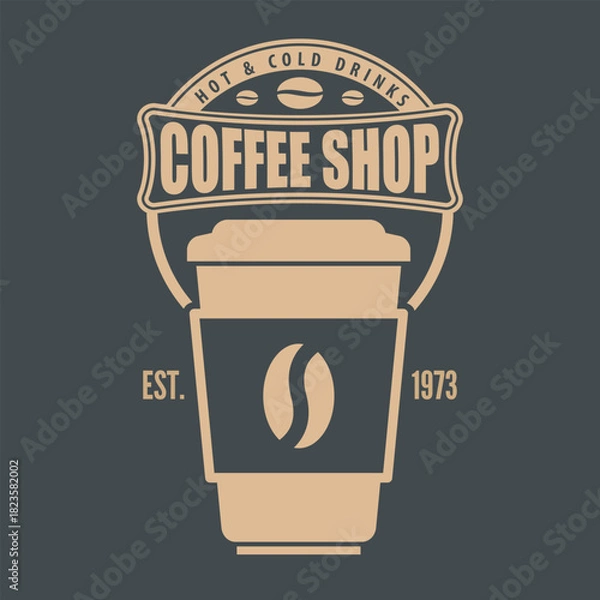 Fototapeta Coffee shop logo design template. Vector illustration