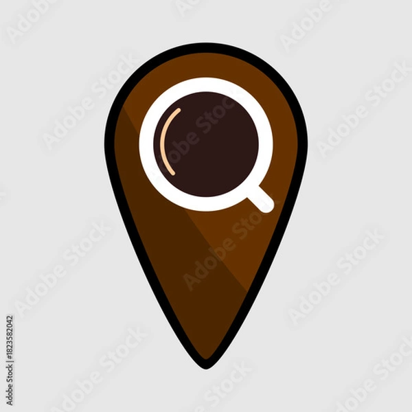 Fototapeta Coffee Location Marker Icon for Café Maps. Vector illustration