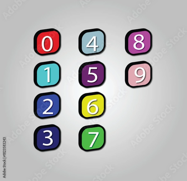 Obraz Multicolor 3d number zero to nine vector
