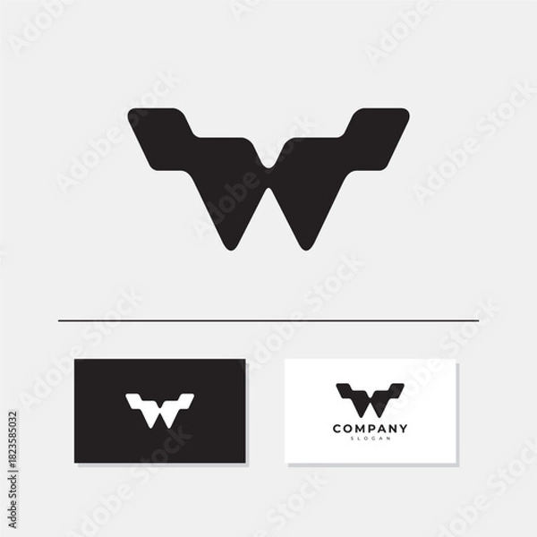 Obraz Letter W logo design. creative minimal monochrome monogram symbol, Unique modern geometric creative elegant letter W logo template. Premium Business logo
