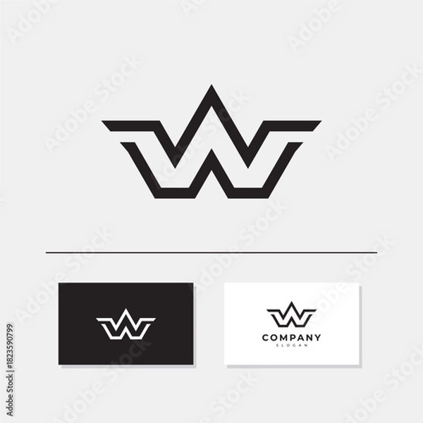 Obraz Letter W logo design. creative minimal monochrome monogram symbol, Unique modern geometric creative elegant letter W logo template. Premium Business logo