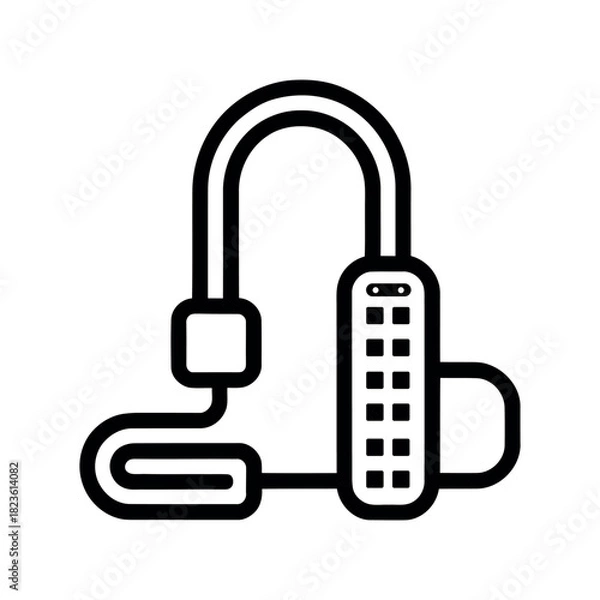 Fototapeta USB Cable Connector Vector for Devices, Charging, Data Transfer line icon on white background.