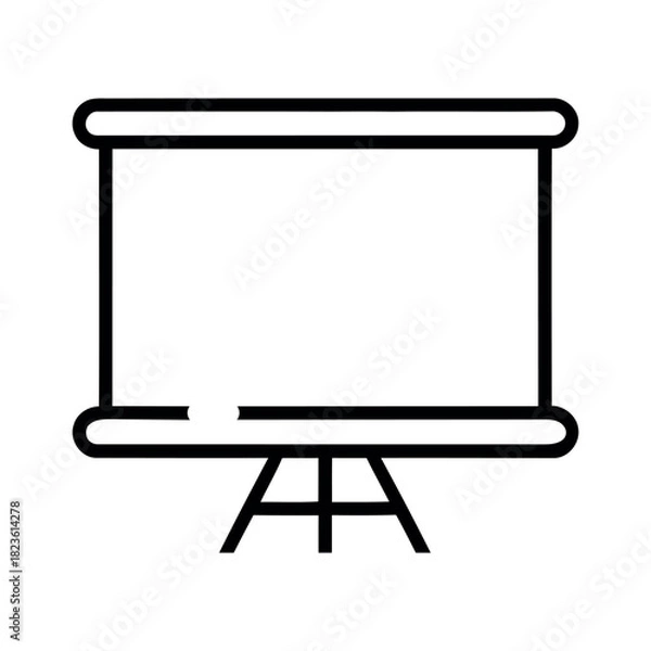 Fototapeta Projector Screen outline icon for Presentation, Meeting, Classroom on white background flat vector illustration.